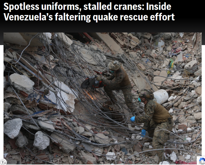 AP: Spotless uniforms, stalled cranes: Inside Venezuela’s faltering quake rescue effort