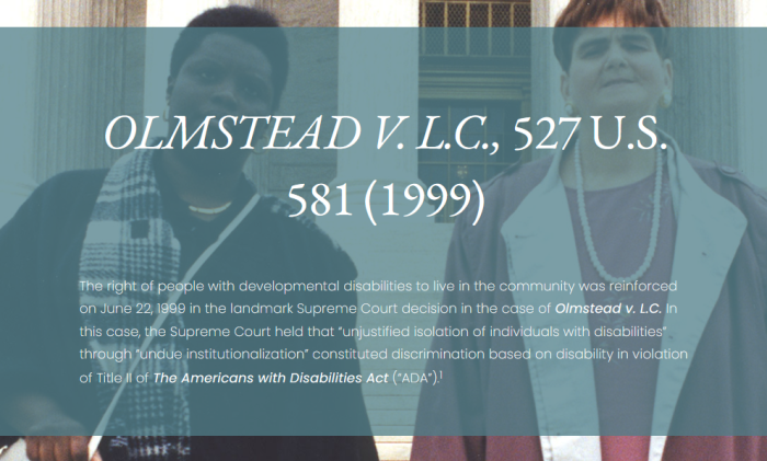 Disability Justice: OLMSTEAD V. L.C., 527 U.S. 581 (1999)