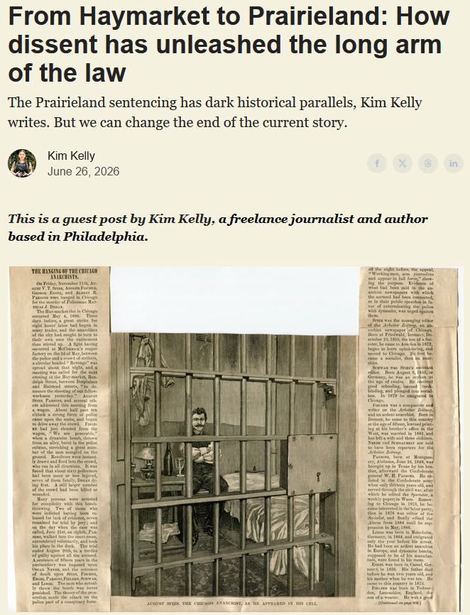 Handbasket: From Haymarket to Prairieland: How dissent has unleashed the long arm of the law
