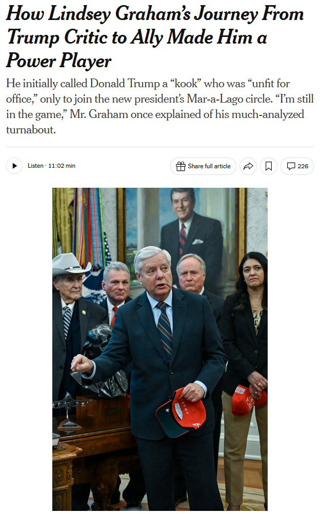 NYT: How Lindsey Graham’s Journey From Trump Critic to Ally Made Him a Power Player