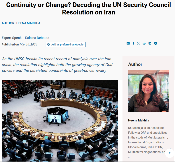 ORF: Continuity or Change? Decoding the UN Security Council Resolution on Iran