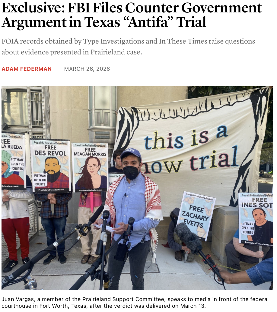 Screenshot of In These Times article