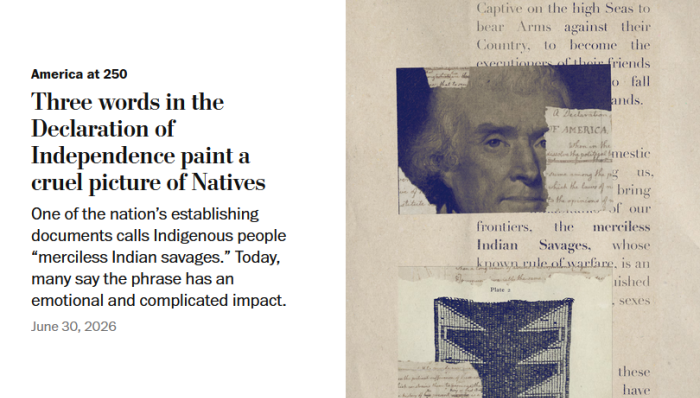 WaPo: Three words in the Declaration of Independence paint a cruel picture of Natives