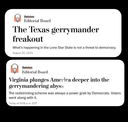 Washington Post: The Texas Gerrymander freakout vs. Virginia Plunges America Deeper Into the Gerrymandering Abyss