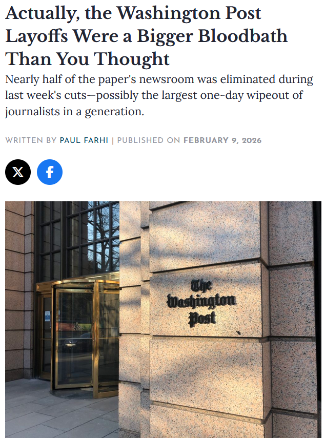 Washingtonian: Actually, the Washington Post Layoffs Were a Bigger Bloodbath Than You Thought