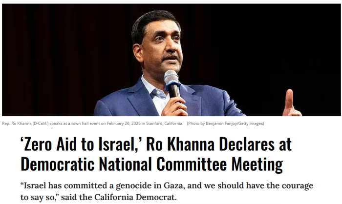 Common Dreams: ‘Zero Aid to Israel,’ Ro Khanna Declares at Democratic National Committee Meeting 