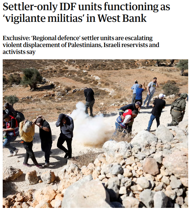 Guardian: Settler-only IDF units functioning as ‘vigilante militias’ in West Bank