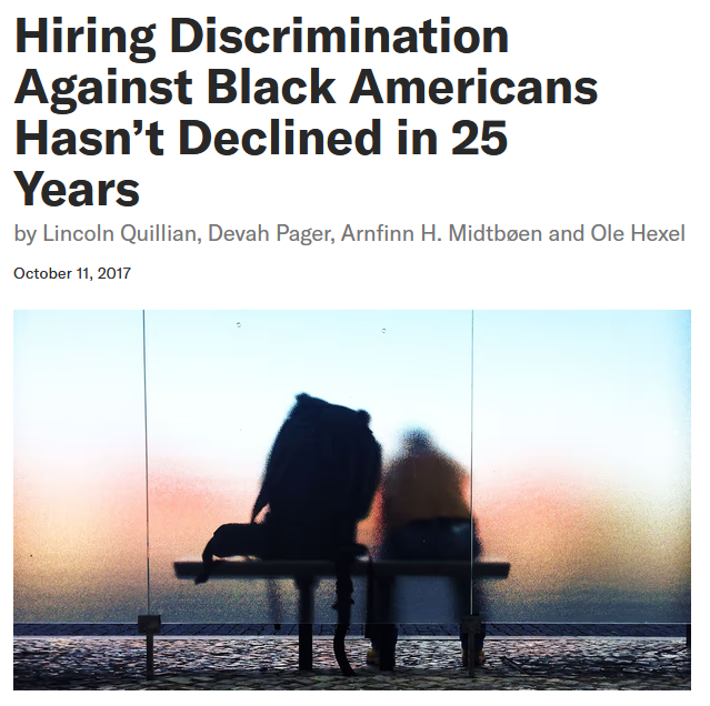 HBR: Hiring Discrimination Against Black Americans Hasn’t Declined in 25 Years
