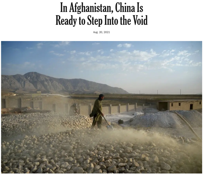 NYT: In Afghanistan, China Is Ready to Step Into the Void