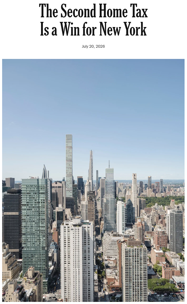 NYT: The Second Home Tax Is a Win for New York