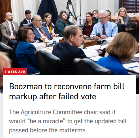 Politico: Boozman to reconvene farm bill markup after failed vote