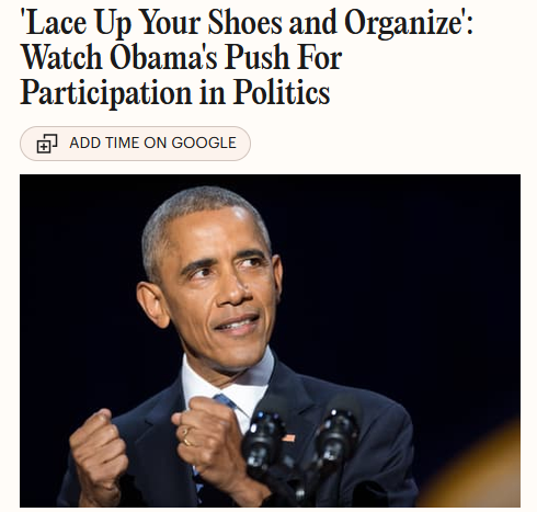 Time: 'Lace Up Your Shoes and Organize': Watch Obama's Push For Participation in Politics