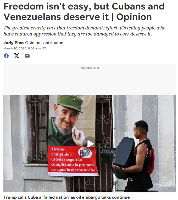 USA Today: VOICESFreedom isn't easy, but Cubans and Venezuelans deserve it 