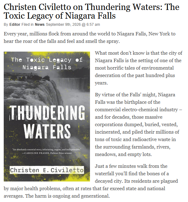 Corporate Crime Reporter: Christen Civiletto on Thundering Waters: The Toxic Legacy of Niagara Falls