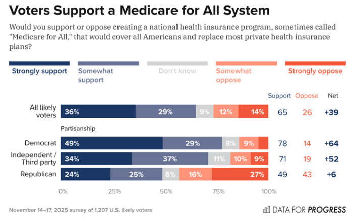 Data for Progress: Voters Support a Medicare for All System