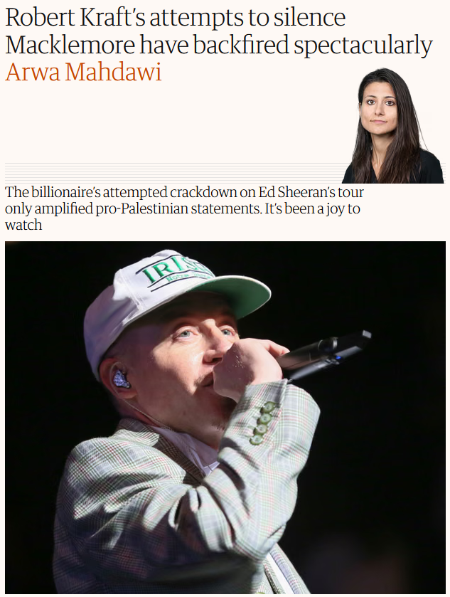 Guardian: Robert Kraft’s attempts to silence Macklemore have backfired spectacularly