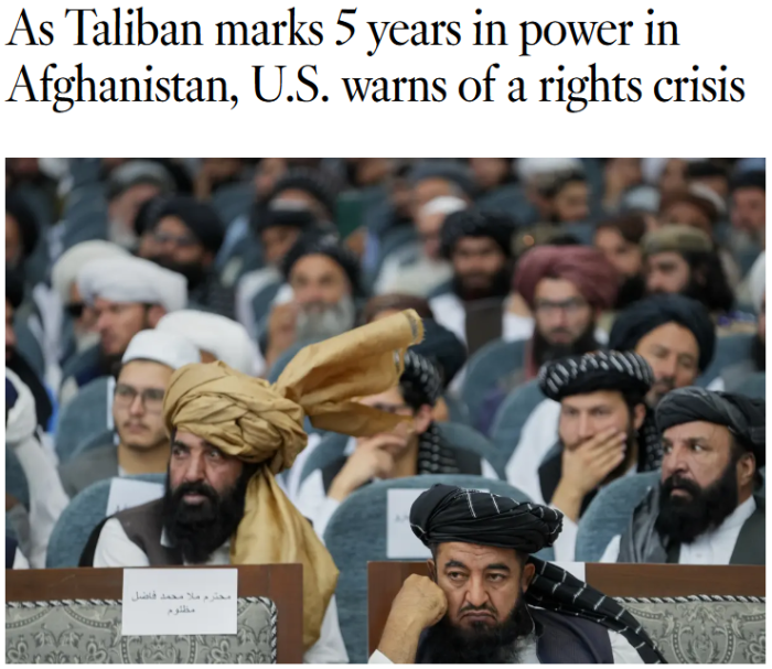 LA Times: As Taliban marks 5 years in power in Afghanistan, U.S. warns of a rights crisis
