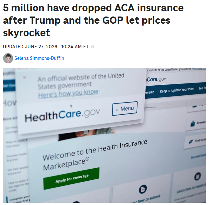 NPR: 5 million have dropped ACA insurance after Trump and the GOP let prices skyrocket