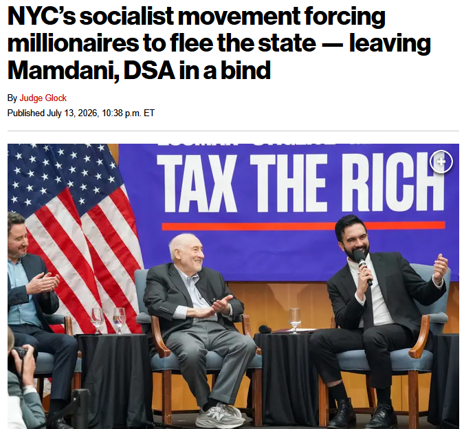NY Post: NYC’s socialist movement forcing millionaires to flee the state — leaving Mamdani, DSA in a bind 