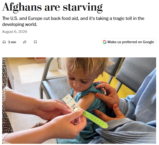 WaPo: Afghans Are Starving