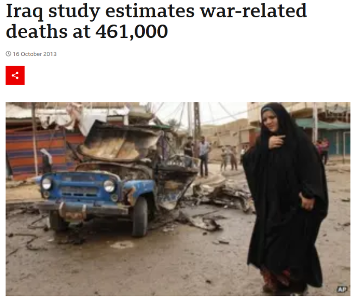 BBC: Iraq study estimates war-related deaths at 461,000