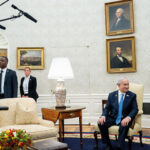 Press covering Benjamin Netanyahu and Joe Biden in the Oval Office, from the cover of How to Sell a Genocide, by Adam Johnson