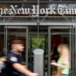 New York Post depiction of the New York Times entrance