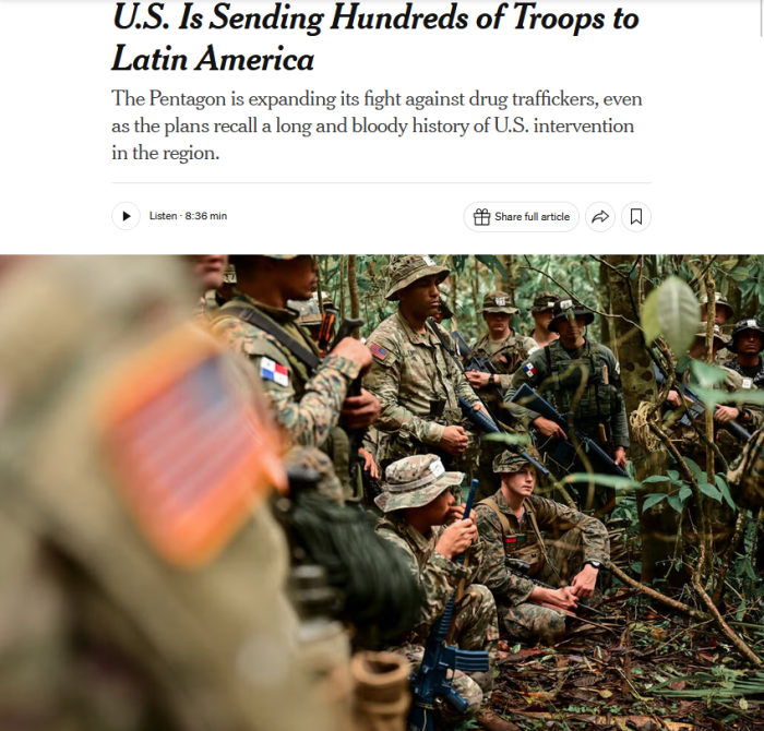 NYT: U.S. Is Sending Hundreds of Troops to Latin America