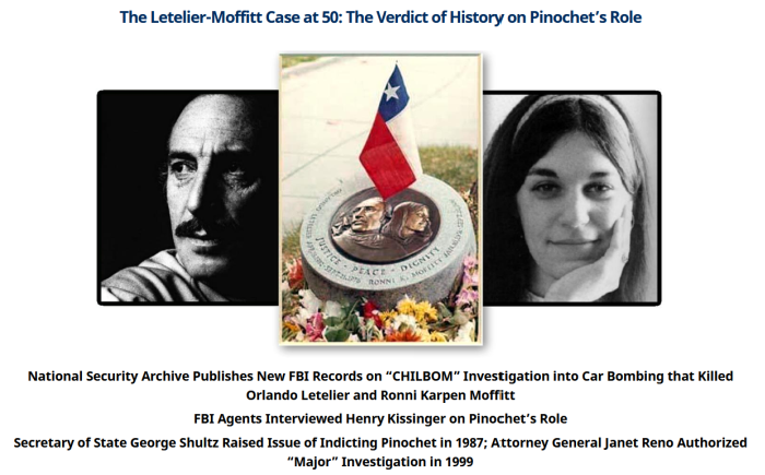 National Security Archive: The Letelier-Moffitt Case at 50: The Verdict of History on Pinochet’s Role