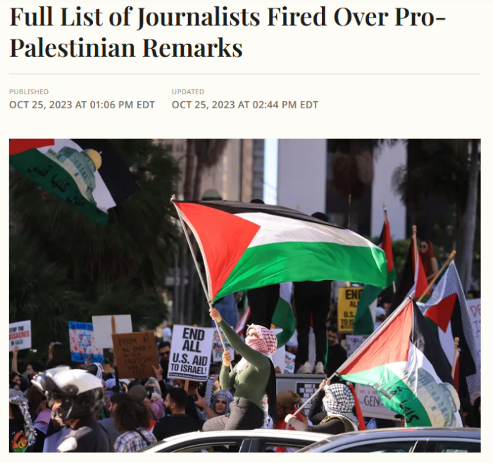 Newsweek: Full List of Journalists Fired Over Pro-Palestinian Remarks