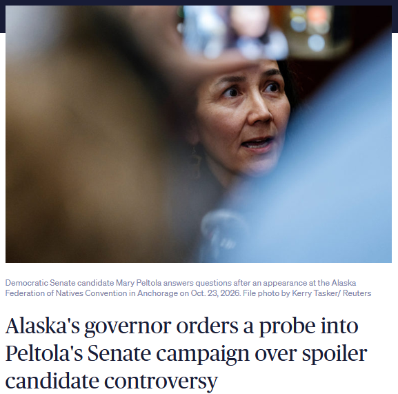 PBS:Alaska's governor orders a probe into Peltola's Senate campaign over spoiler candidate controversy
