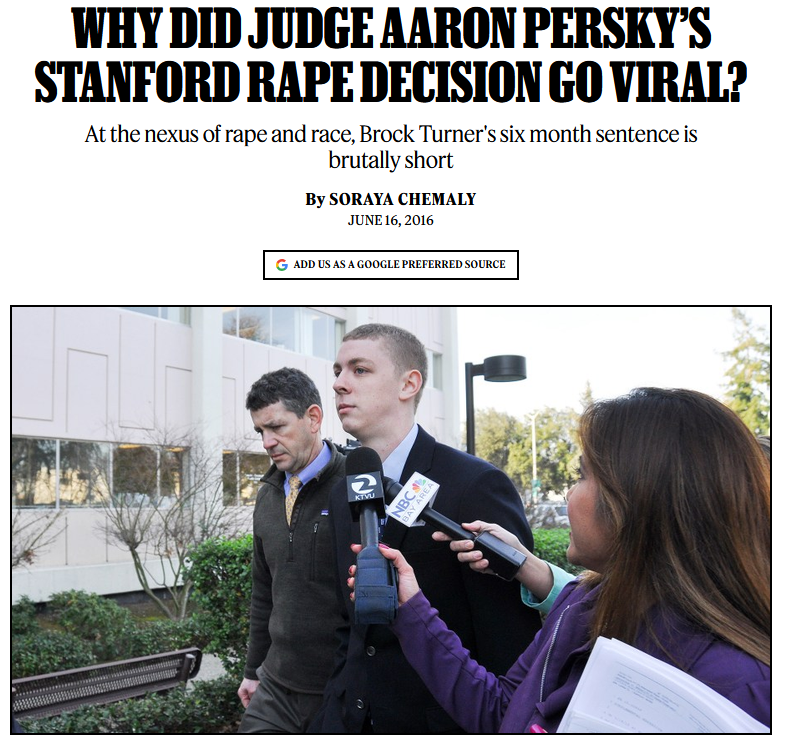 Rolling Stone: Why Did Judge Aaron Persky’s Stanford Rape Decision Go Viral?