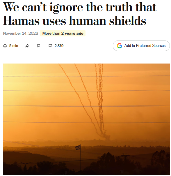 WaPo: We can’t ignore the truth that Hamas uses human shields